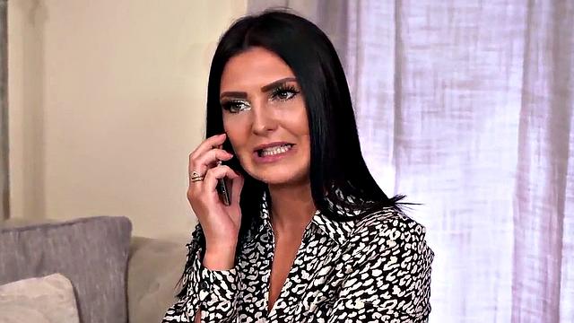 Voyeur CFNM MILF teasing wanker while on phone