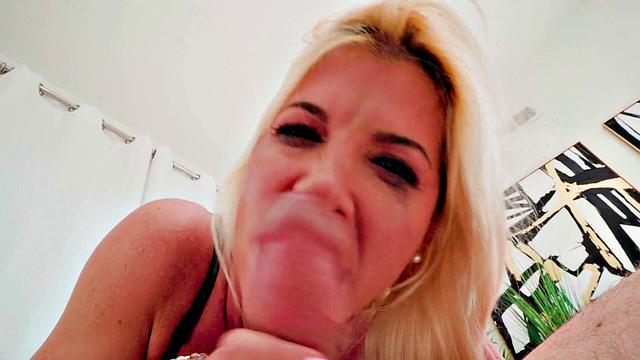 Throated - Busty Blonde Is A Super Cock Sucking Machine