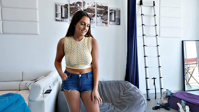 Hot Brunette Loves Cum on her Big Tits