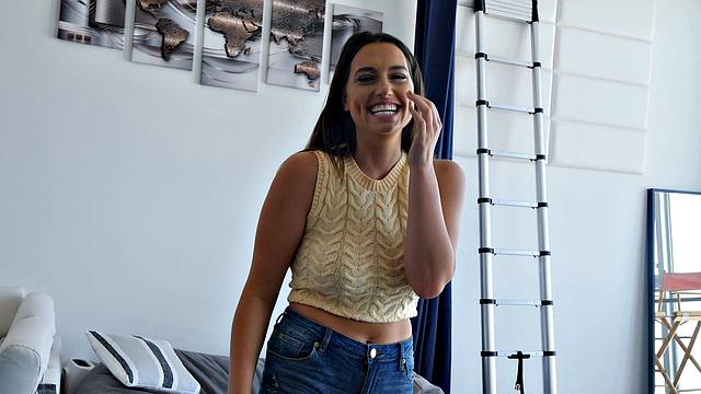 Hot Brunette Loves Cum on her Big Tits