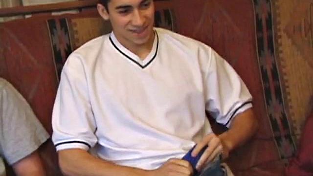 Levi and Gunner work up a couple of stiff ones, and then strip naked and get down to business. These horny guys exchange blow jobs until they both blow big messy cum loads.