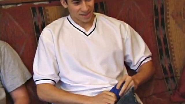 Levi and Gunner work up a couple of stiff ones, and then strip naked and get down to business. These horny guys exchange blow jobs until they both blow big messy cum loads.