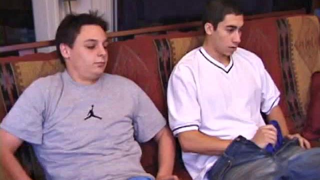 Levi and Gunner work up a couple of stiff ones, and then strip naked and get down to business. These horny guys exchange blow jobs until they both blow big messy cum loads.