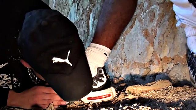 Amateur sneaker fetish fucked in public