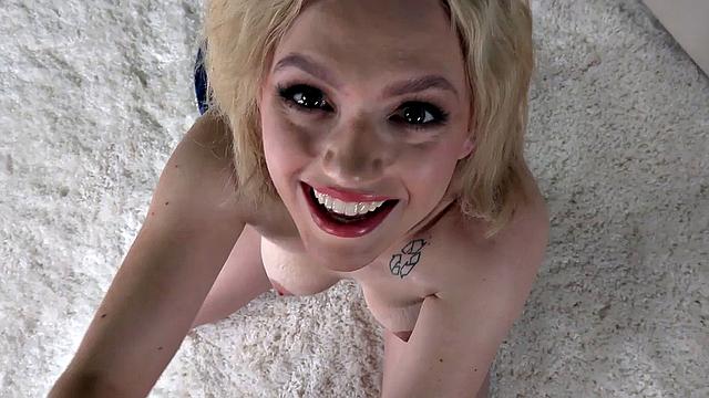 Busty babe gives HJ and titfuck, jerking POV dick and talking dirty