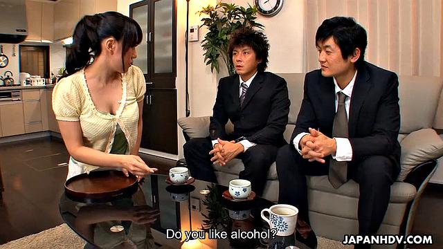 Hot woman Reina Misaki gets two big cocks