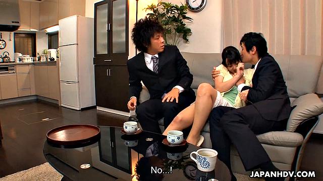 Hot woman Reina Misaki gets two big cocks