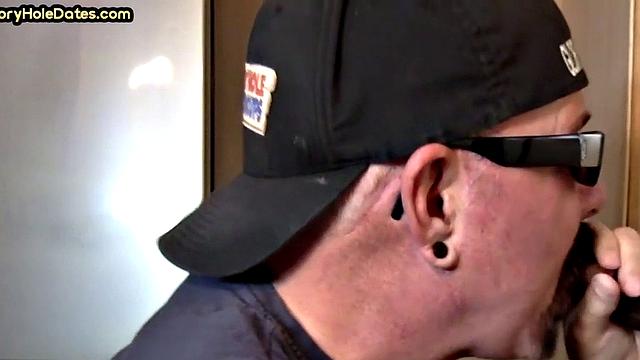 Mature gay man gets gloryhole action after sucking cock
