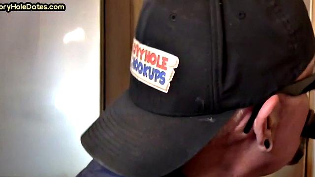 Mature gay man gets gloryhole action after sucking cock