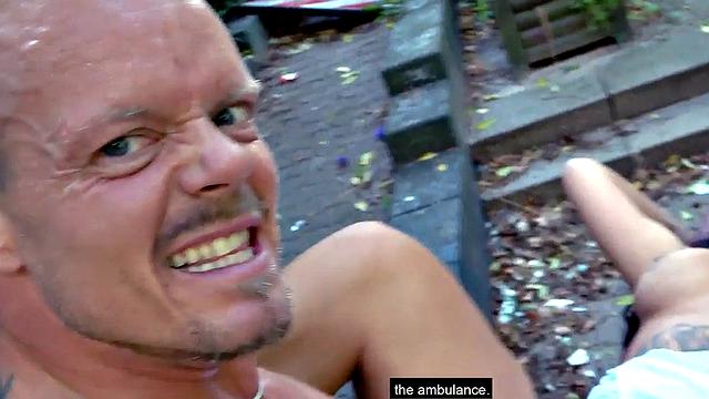 POV public German bomb enjoys outdoor amateur sex