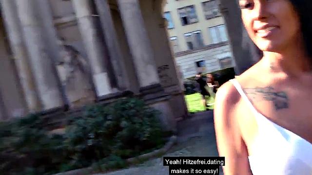 POV public German bomb enjoys outdoor amateur sex