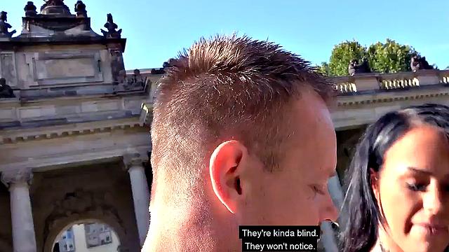 POV public German bomb enjoys outdoor amateur sex