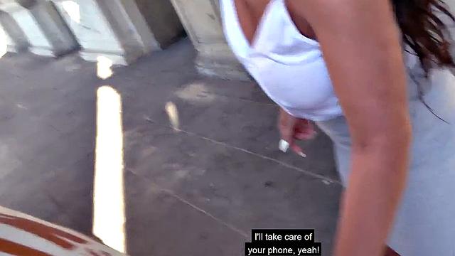 POV public German bomb enjoys outdoor amateur sex