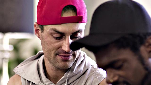 athletic jock gets asslicked by black BF after BJ