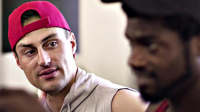 athletic jock gets asslicked by black BF after BJ