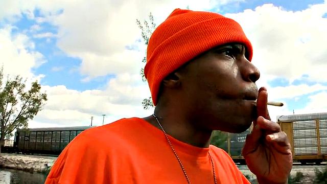 Real picked up Ebony drilled outdoors in public place