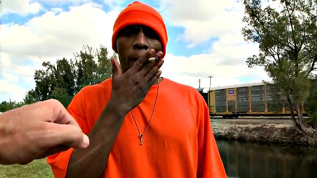 Real picked up Ebony drilled outdoors in public place