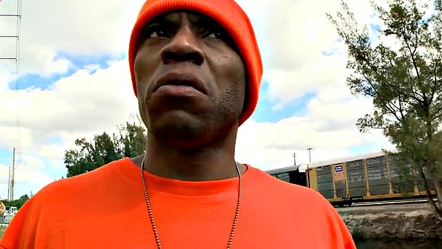 Real picked up Ebony drilled outdoors in public place