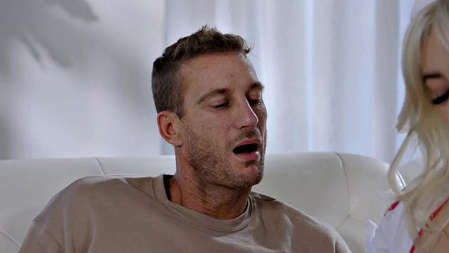 Sexy big-titted nurse fucked by patient in wet pussy