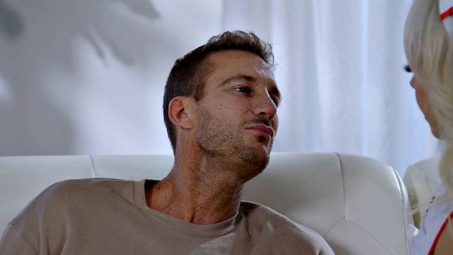 Sexy big-titted nurse fucked by patient in wet pussy