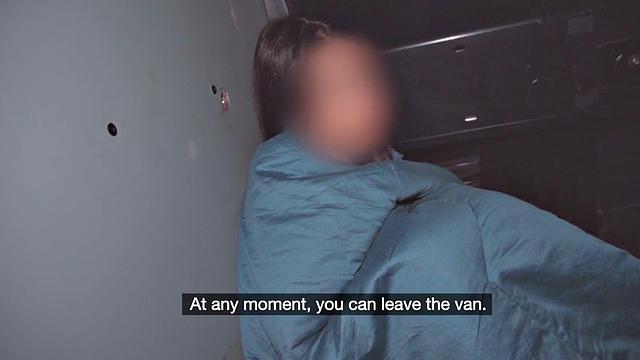 Cheap oiled anal babe fucked in the van after casting cash