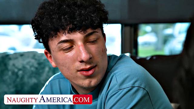 Sexy Naomi Foxxx takes on huge cock in her tight wet pussy