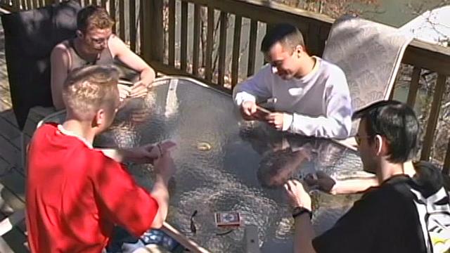 The scene opens with Tristan and Casper playing strip poker with Seth Reece and Derrick Windsor.