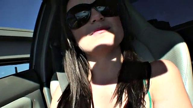 Public masturbation slut sucks on cock in POV