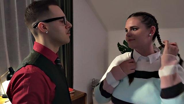 Bigtit babe sucking before riding cock in erotic couple