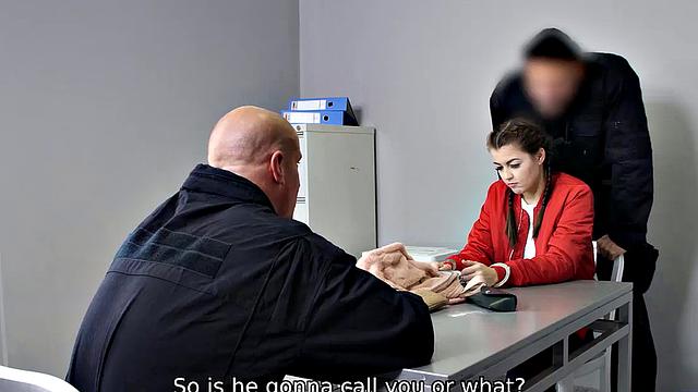 Naughty teen gets punished & fucked hard by security in hot threesome