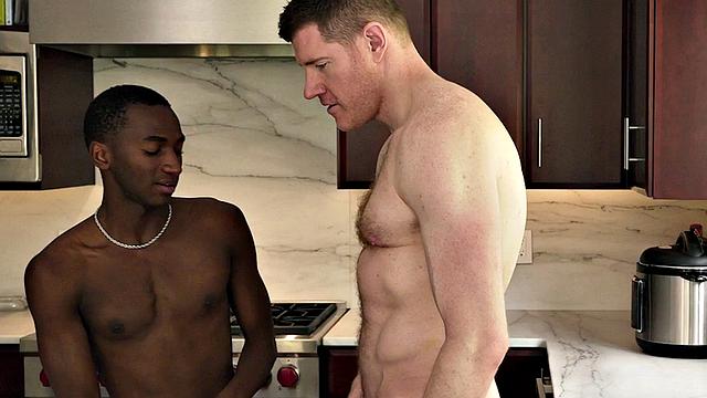Bulky white DILF Assfucks Tiny Ebony Twunk