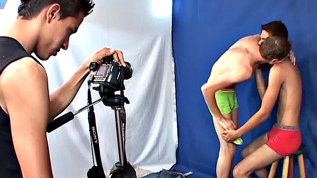 While William is busy taking erotic photos of Alfredo, Gustavo joins for threesome fun.