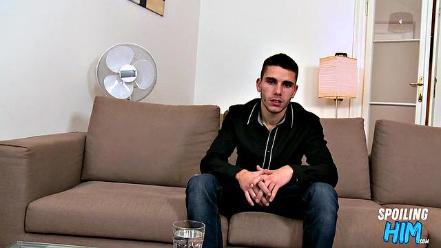 Ripped stud bouncing on lucky guy