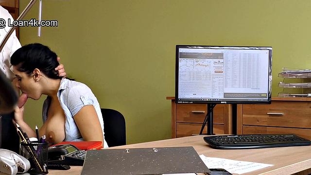 LOAN4K. Clerk takes edge of the MILFs need to nail her butthole