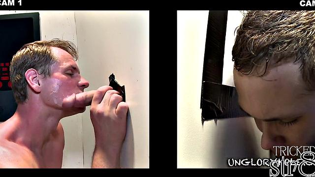 Fooled straight gets gloryhole gay BJ after casting