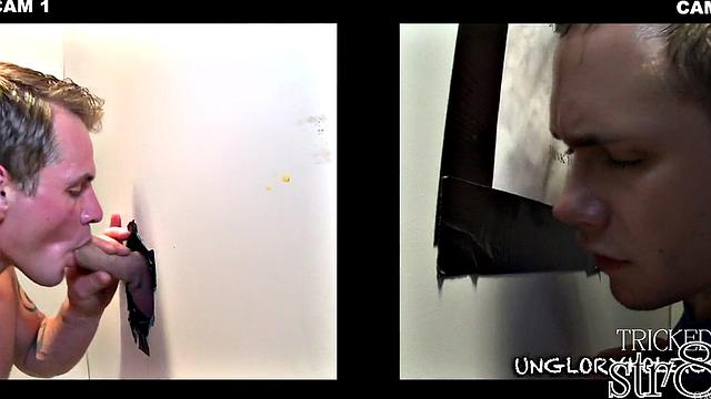 Fooled straight gets gloryhole gay BJ after casting