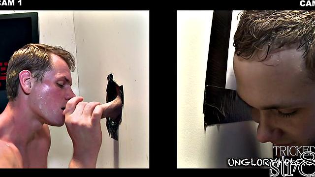 Fooled straight gets gloryhole gay BJ after casting
