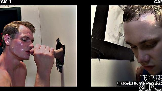 Fooled straight gets gloryhole gay BJ after casting