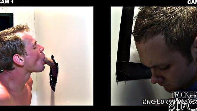 Fooled straight gets gloryhole gay BJ after casting