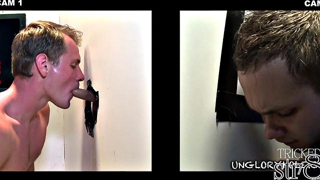 Fooled straight gets gloryhole gay BJ after casting