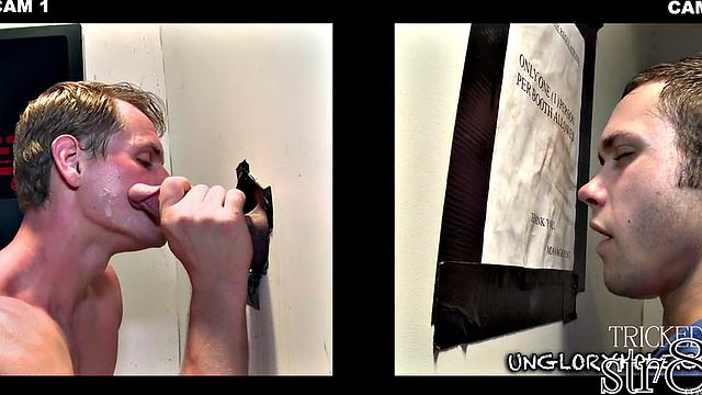 Fooled straight gets gloryhole gay BJ after casting