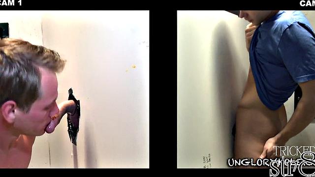 Fooled straight gets gloryhole gay BJ after casting