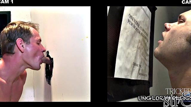 Fooled straight gets gloryhole gay BJ after casting