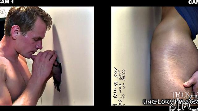 Fooled straight gets gloryhole gay BJ after casting