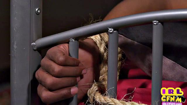 CFNM amateur IR domina gives BJ to her tied up sub