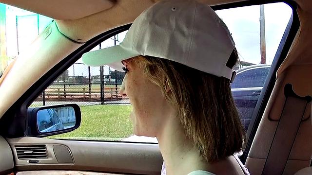 Tattooed babe Ella serves it hot in socks & car POV