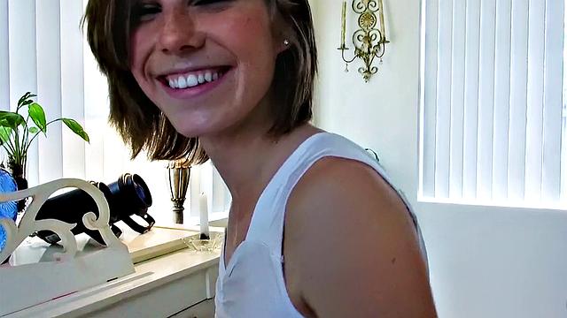 Tattooed babe Ella serves it hot in socks & car POV