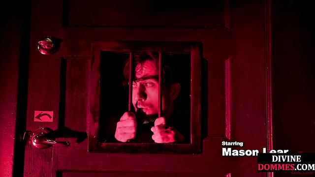 Inked beauty dominating cockcage loser