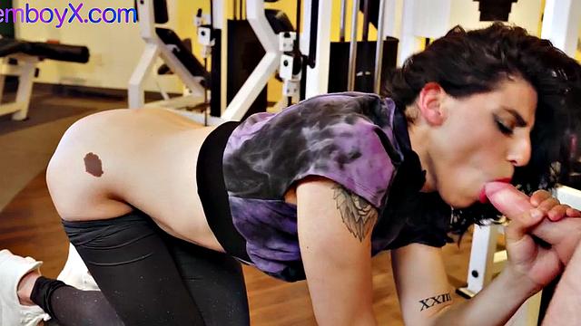 Sportive gym femboy assfucked by a hunk