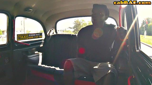 Big-titted taxi babe riding guy